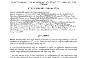 Quyết định 25/2010/QĐ-UBND cước vận tải hàng hóa bằng ô tô