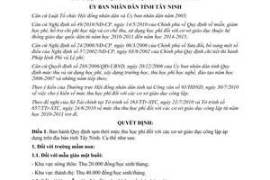 Quyết định 36/2010/QĐ-UBND mức thu học phí cơ sở giáo dục công lập Tây Ninh