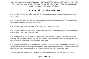 Quyết định 49/2010/QĐ-UBND chi tiêu đón tiếp khách tổ chức các hội nghị hội thảo Đồng Nai