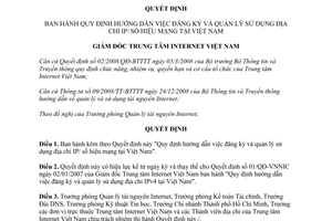 Quyết định 196/QĐ-VNNIC 2010 đăng ký quản lý sử dụng IP/số hiệu mạng Việt Nam