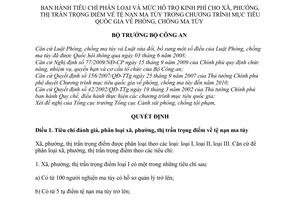 Quyết định 3122/2010/QĐ-BCA tiêu chí phân loại mức hỗ trợ kinh phí