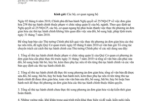 Công văn 371/CCTTHC báo cáo kết quả thực thi phương án đơn giản hóa các thủ tục