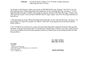 Công văn 1355/TTg-QHQT phê duyệt danh mục Dự án Phòng chống bệnh truyền nhiễm