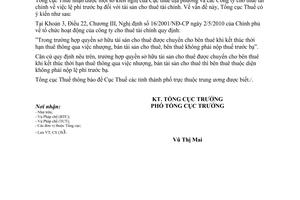 Công văn 2884/TCT-CS  lệ phí trước bạ  tài sản các công ty cho thuê tài chính