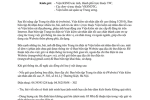 Công văn 2385/VKSTC-VP gửi thông tin đăng trên trang tin điện tử Viện kiểm sát