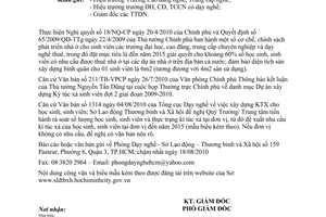 Công văn 7628/LĐTBXH-DN xây dựng ký túc xá cho học sinh, sinh viên