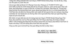 Công văn 4654/TCHQ-TXNK vướng mắc chứng từ thanh toán