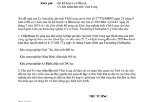 Công văn 1453/TTg-KTN điều chỉnh, bổ sung Quy hoạch các Khu công nghiệp