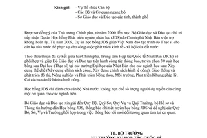 Công văn 4935/BGDĐT-HTQT tuyển sinh đi học sau đại học tại Nhật Bản