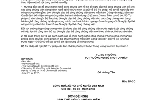 Công văn 2604/BTP-BTTP cấp thẻ công chứng viên và rà soát, thống kê các tổ chức