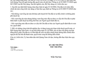 Công văn 1548/BXD-KTXD hướng dẫn Thông tư 03/2005/TT-BXD