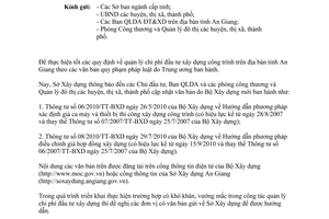 Công văn 379/SXD-KTXD triển khai quy định quản lý chi phí đầu tư xây dựng