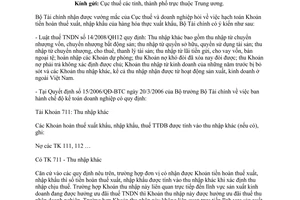 Công văn 11138/BTC-TCT hạch toán khoản tiền hoàn thuế xuất, nhập khẩu