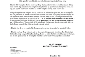 Công văn 2988/LĐTBXH-BVCSTE chỉ đạo tổ chức hoạt động Trung thu năm 2010