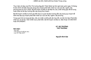 Công văn 6069/BKH-CLPT gửi tài liệu hướng dẫn xây dựng Quy hoạch phát triển nhân