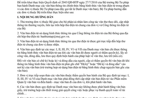 Công văn 3052/BTP-VP hướng dẫn Quyết định 2043/QĐ-BTP Danh mục các văn bản