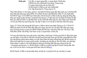 Công văn 6086/BKH-QLĐT mời tham gia thí điểm đấu thầu qua mạng