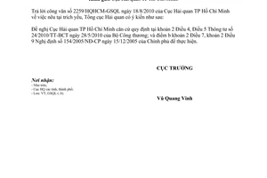 Công văn 56/GSQL-GQ1  giấy phép nhập khẩu tự động