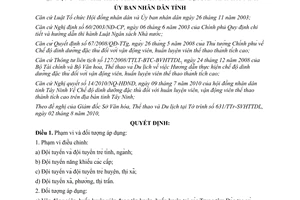 Quyết định 41/2010/QĐ-UBND chế độ dinh dưỡng huấn luyện viên thể thao Tây Ninh