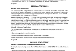 Circular No. 16/2010/TT-BXD specifying and guiding some contents