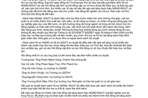 Thông báo 535/TB-BGDĐT phiên họp thứ nhất Hội đồng xét tặng danh hiệu Nhà nước