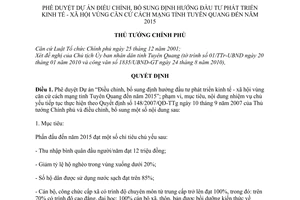 Quyết định 1649/QĐ-TTg  phê duyệt Dự án Điều chỉnh định hướng đầu tư