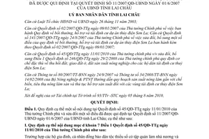 Quyết định 19/2010/QĐ-UBND quy định cụ thể mục d khoản 7 Điều 1 Quyết định 45