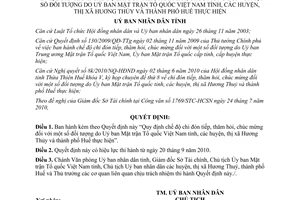 Quyết định 34/2010/QĐ-UBND Chế độ chi đón tiếp khách của UBMTTQVN Thừa Thiên Huế