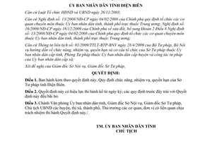 Quyết định 18/2010/QĐ-UBND chức năng nhiệm vụ quyền hạn Sở Tư pháp Điện Biên