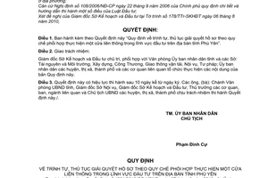 Quyết định 1291/2010/QĐ-UBND  trình tự, thủ tục giải quyết hồ sơ