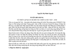 Tuyên bố chung thiết lập quan hệ chiến lược Việt - Anh