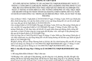 Thông tư liên tịch 110/2010/TTLT-BQP-BLĐTBXH-BTC sửa đổi Thông tư 144/2008/TTLT-