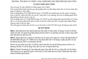 Quyết định 22/2010/QĐ-UBND  chức danh số lượng người hoạt động không chuyên