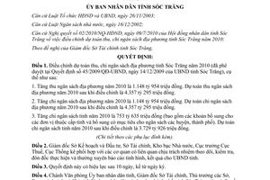 Quyết định 17/2010/QĐ-UBND điều chỉnh dự toán thu chi ngân sách địa phương Sóc Trăng 2010