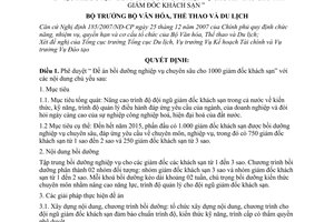 Quyết định 3144/QĐ-BVHTTDL Phê duyệt “Đề án bồi dưỡng nghiệp vụ chuyên