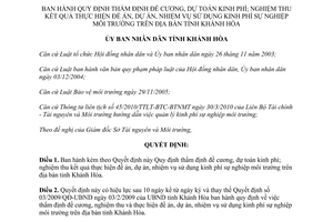 Quyết định 28/2010/QĐ-UBND nghiệm thu thực hiện đề án kinh phí sự nghiệp môi trường Khánh Hòa