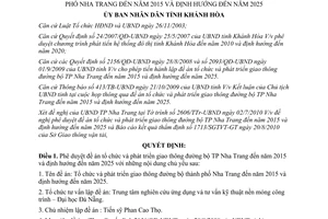 Quyết định 2337/QĐ-UBND 2010 phát triển giao thông đường bộ Nha Trang 2015 định hướng 2025 Khánh Hòa