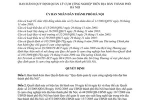 Quyết định 44/2010/QĐ-UBND quản lý cụm công nghiệp