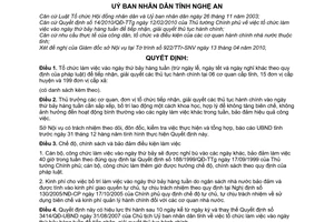 Quyết định 70/2010/QĐ-UBND tổ chức làm việc vào ngày thứ bảy hàng tuần