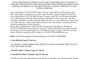 Thông tư 26/2010/TT-BLĐTBXH sửa đổi Thông tư 24/2007/TT-BLĐTBXH