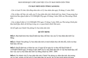 Quyết định 1512/QĐ-UBND 2010 Quy chế làm việc của Ủy ban nhân dân tỉnh Cao Bằng