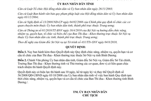 Quyết định 33/2010/QĐ-UBND nhiệm vụ quyền hạn Ban Thi đua Khen thưởng Bình Dương