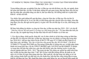 Chỉ thị 07/2010/CT-UBND nhiệm vụ trọng tâm công tác giáo dục đào tạo Ninh Bình 2010-2011