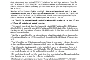 Chỉ thị 10/2010/CT-UBND nhiệm vụ trọng tâm công tác giáo dục đào tạo An Giang