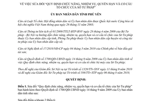 Quyết định 1371/QĐ-UBND 2010 chức năng nhiệm vụ quyền hạn Sở Tư pháp Phú Yên