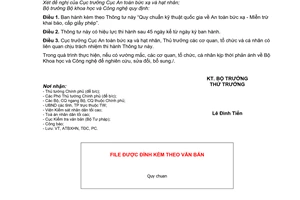 Thông tư 15/2010/TT-BKHCN Quy chuẩn kỹ thuật quốc gia An toàn bức xạ