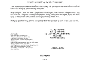 Thông báo hiệu lực Tăng cường hợp tác phòng, chống buôn bán người