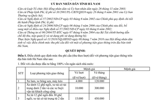 Quyết định 30/2010/QĐ-UBND điều chỉnh mức thu phí cầu phương tiện giao thông