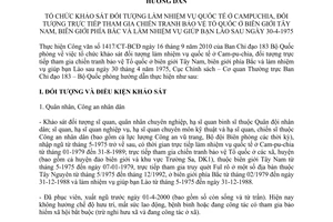 Hướng dẫn 880/TT-BCĐ tổ chức khảo sát đối tượng làm nhiệm vụ quốc tế