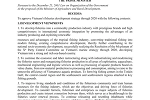 Decision No. 1690/QD-TTg approving Vietnam's fisheries development strategy